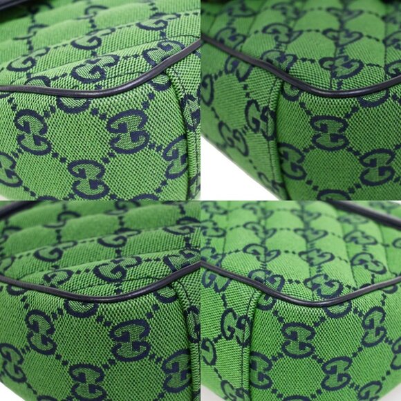 GUCCI GG Pattern Marmont Chain Shoulder Bag Canvas Leather Green SHW - Picture 7 of 16